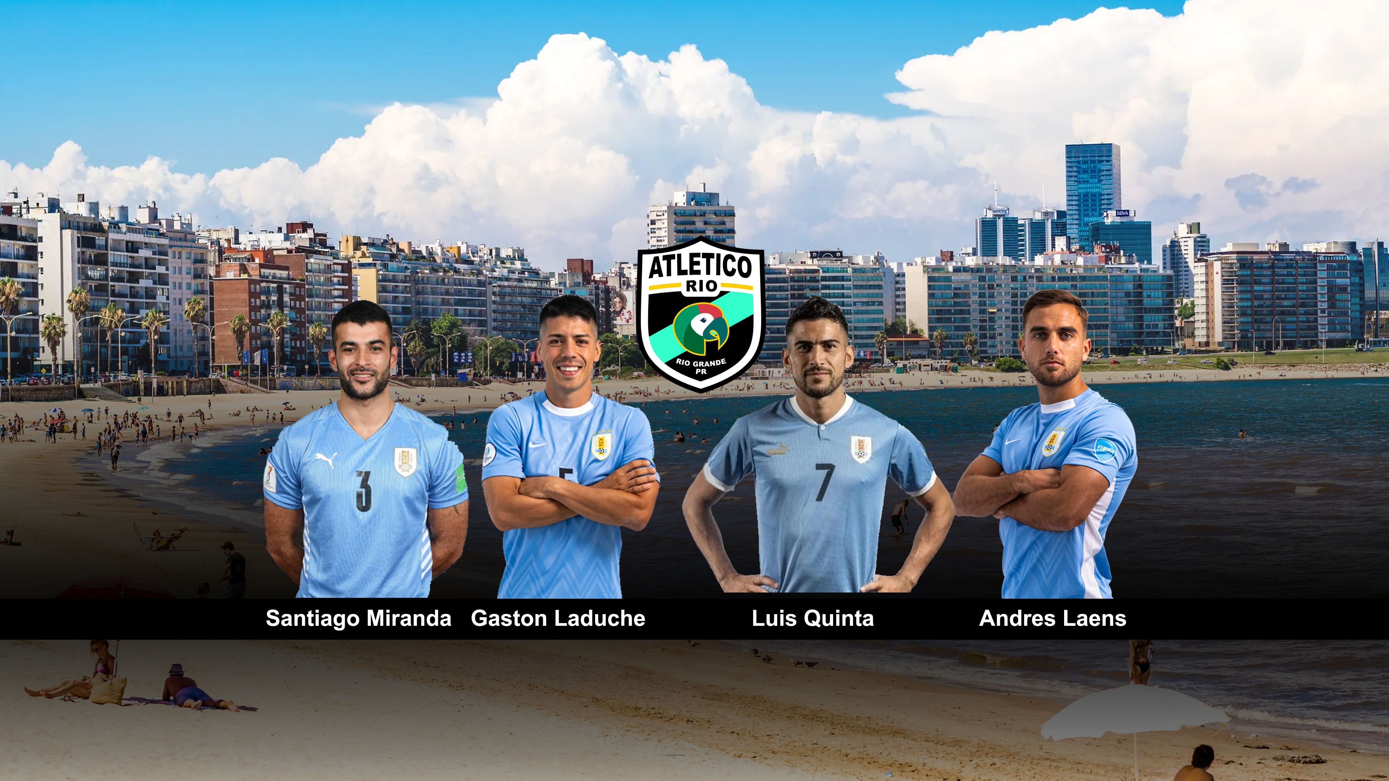 Miranda, Laduche, Quinta y Laens con Atletico Rio